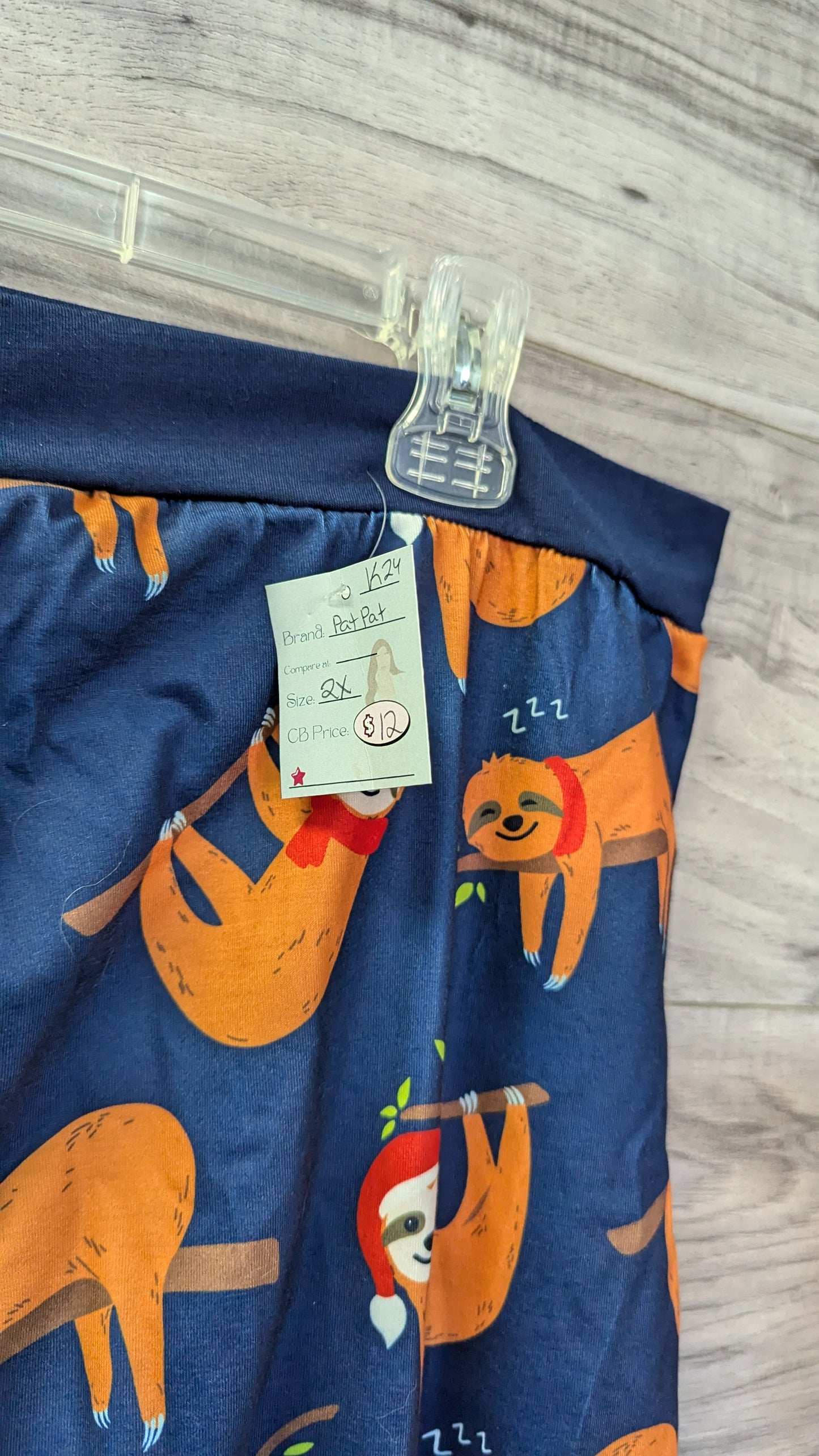 Pat Pat Sloth PJ Pants - Size 2X