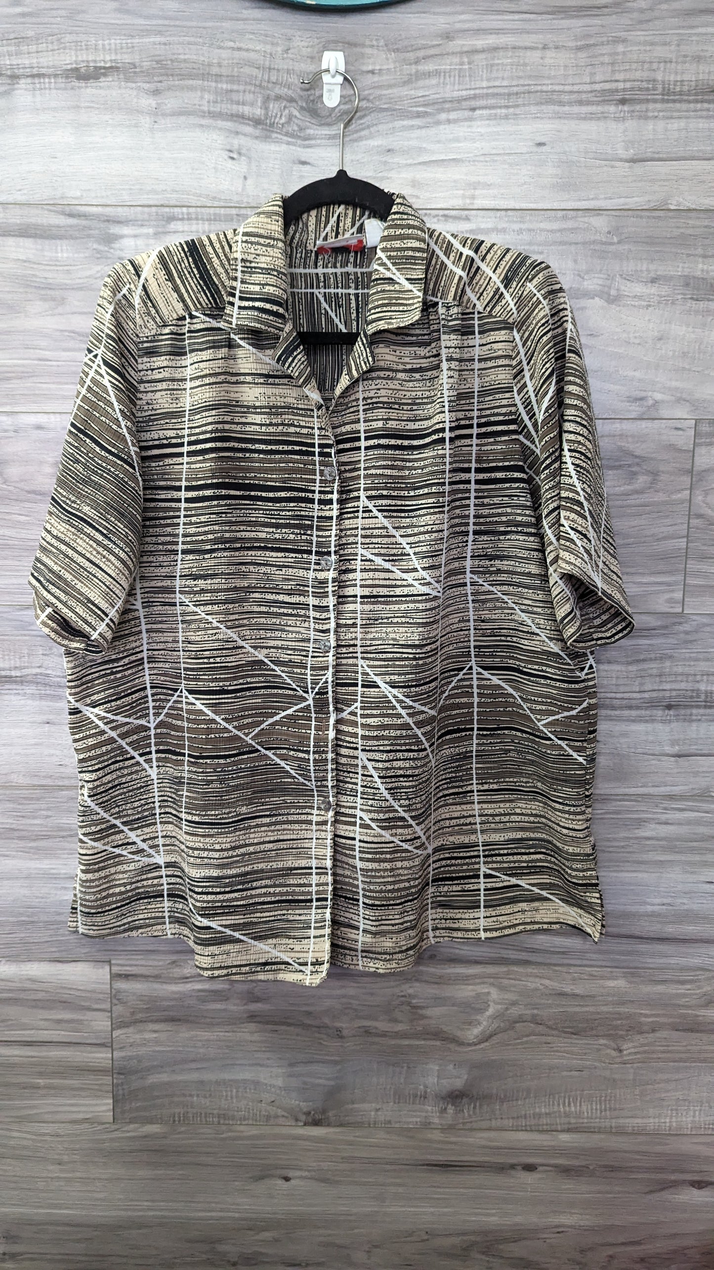 Vintage Alia Button Front Short Sleeve Blouse - Size 16W