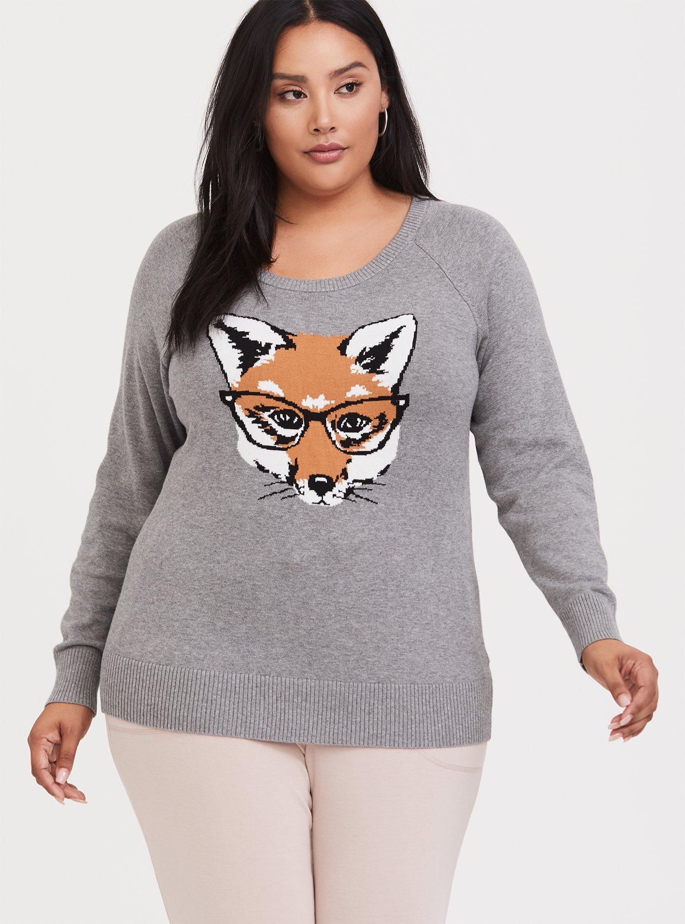 Torrid Grey Fox Raglan Sweatshirt - Size 2(X)