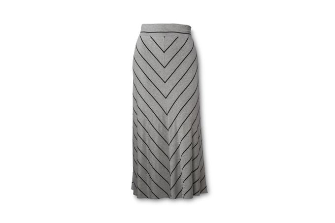 Ava & Viv Maxi Skirt in Gray/Black Stripe - Size 2X