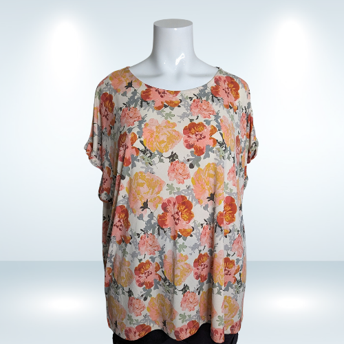 George Floral Silk-Blouse Type Tee - Size 4X