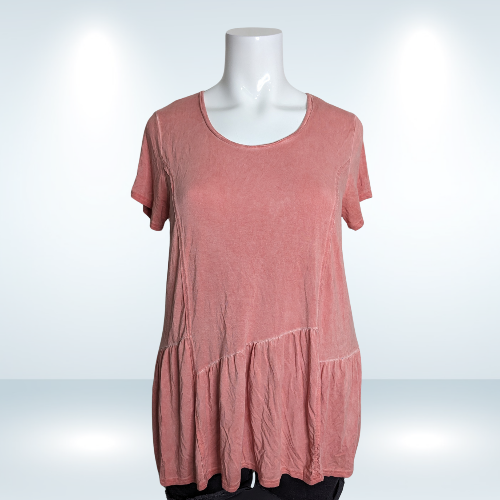 Grace & Lace Asymmetric Tee Faded Red/Pink - Size XL