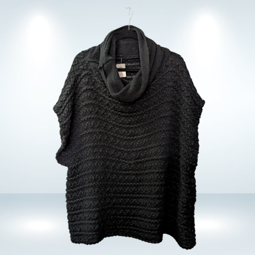 Dark Gray Cable Knit Poncho - One Size Fits Most