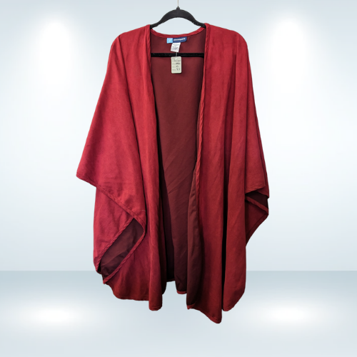 Pennington's Red Suede Style Shawl - One Size