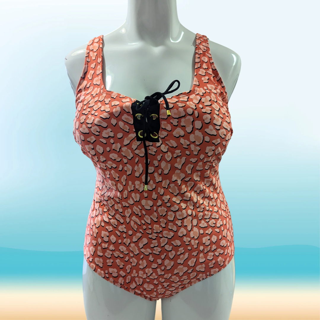 Cactus Swim Orange Printed Laced One Piece NWT -  Size 22