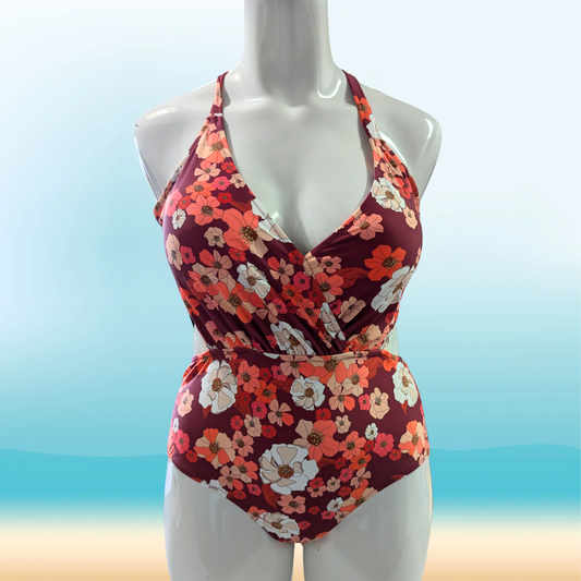 Cupshe Cutout One Piece High Waist Crossover Floral Bathing Suit NWT - Size 3X