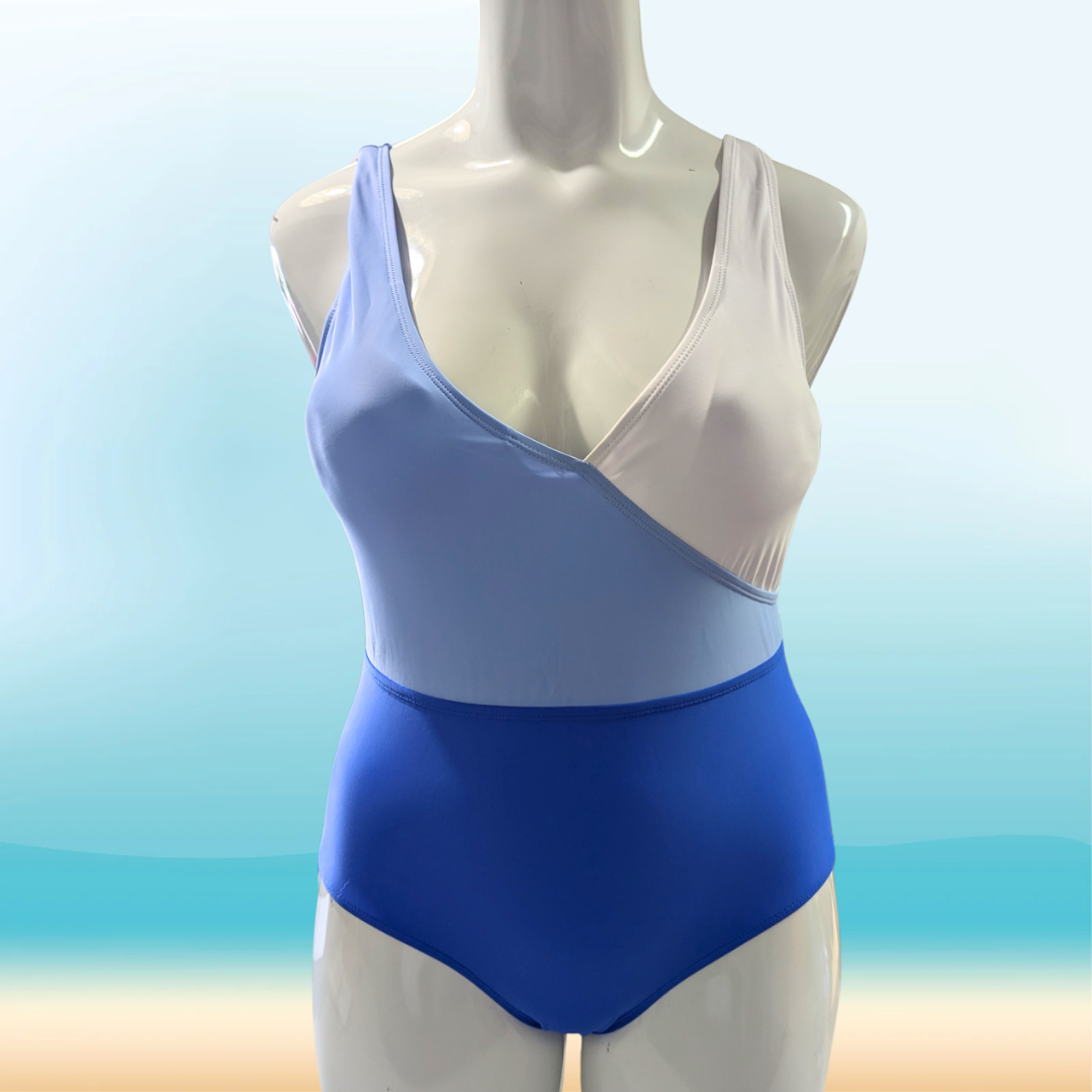 Meet Curve Blue & White One Piece Swimsuit - Size 2X