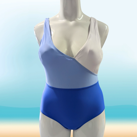 Meet Curve Blue & White One Piece Swimsuit - Size 2X