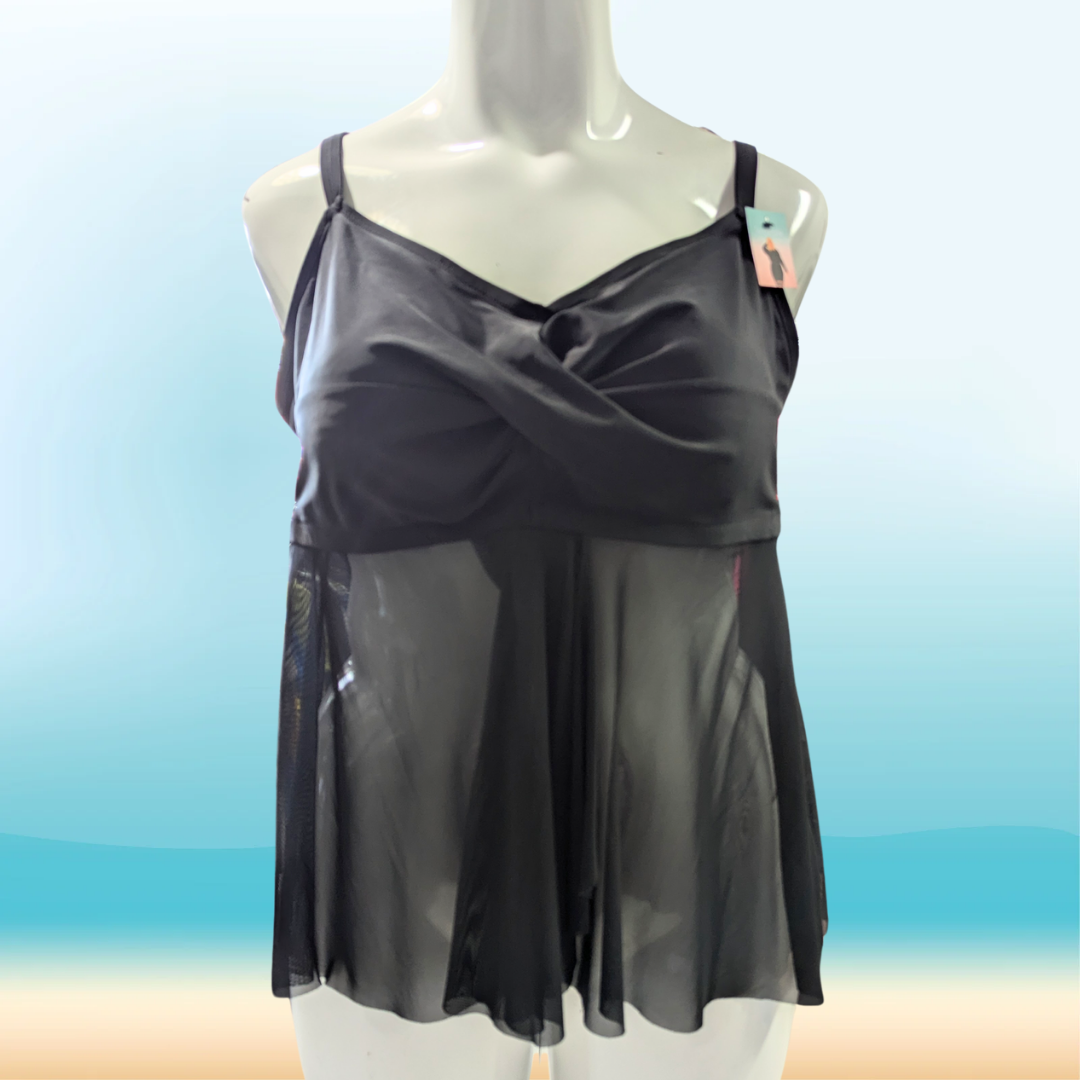 Krista Black Gauzy Bikini Top - Size 3X