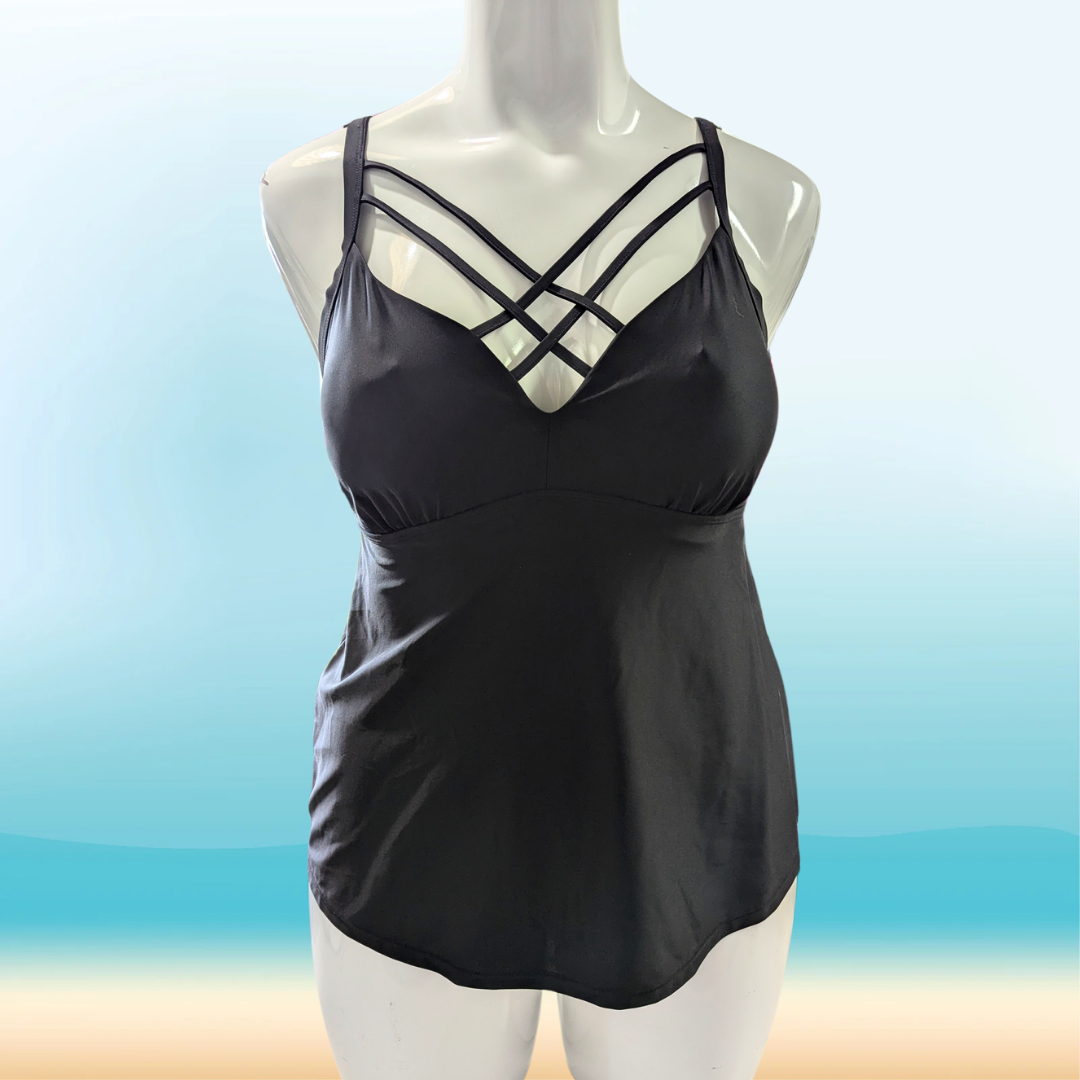 Black Tankini Top NWT - Size 1X