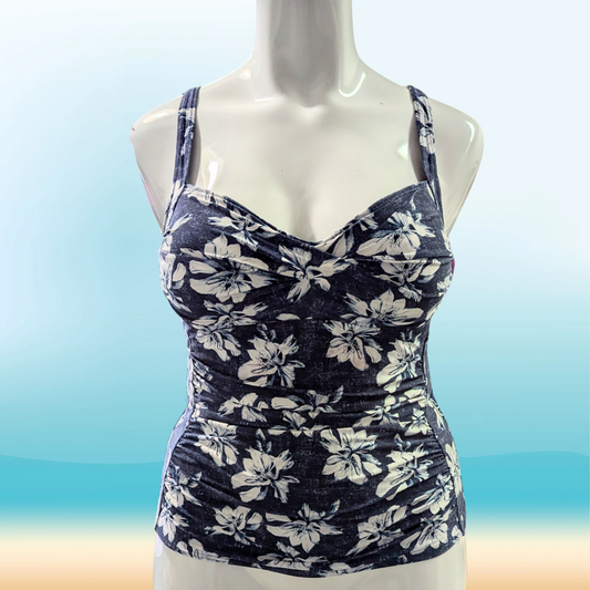 Floral Niptuck Tankini Top - Size 14