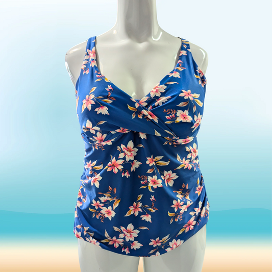 George Blue Floral Tankini Top - Size 2X