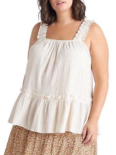 Dex White Textured Ruffle Top Size 2X - In store special