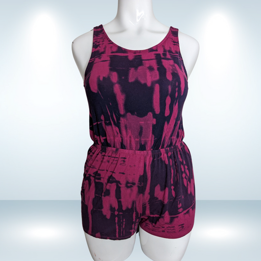 George Women's Printed Pink and Black Tank Romper - Size L