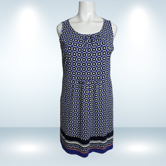 Talbot's A Line Stretch Knit Geometric Print Summer Dress - Size 2X
