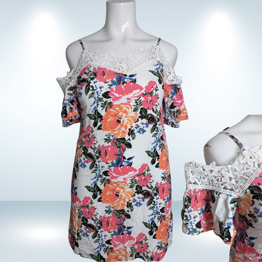 Ricki's Off the Shoulder Floral Dress - Size L
