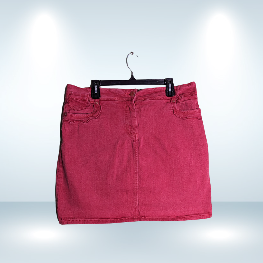 Love & Legend Red Denim Mini Skort - Size 14