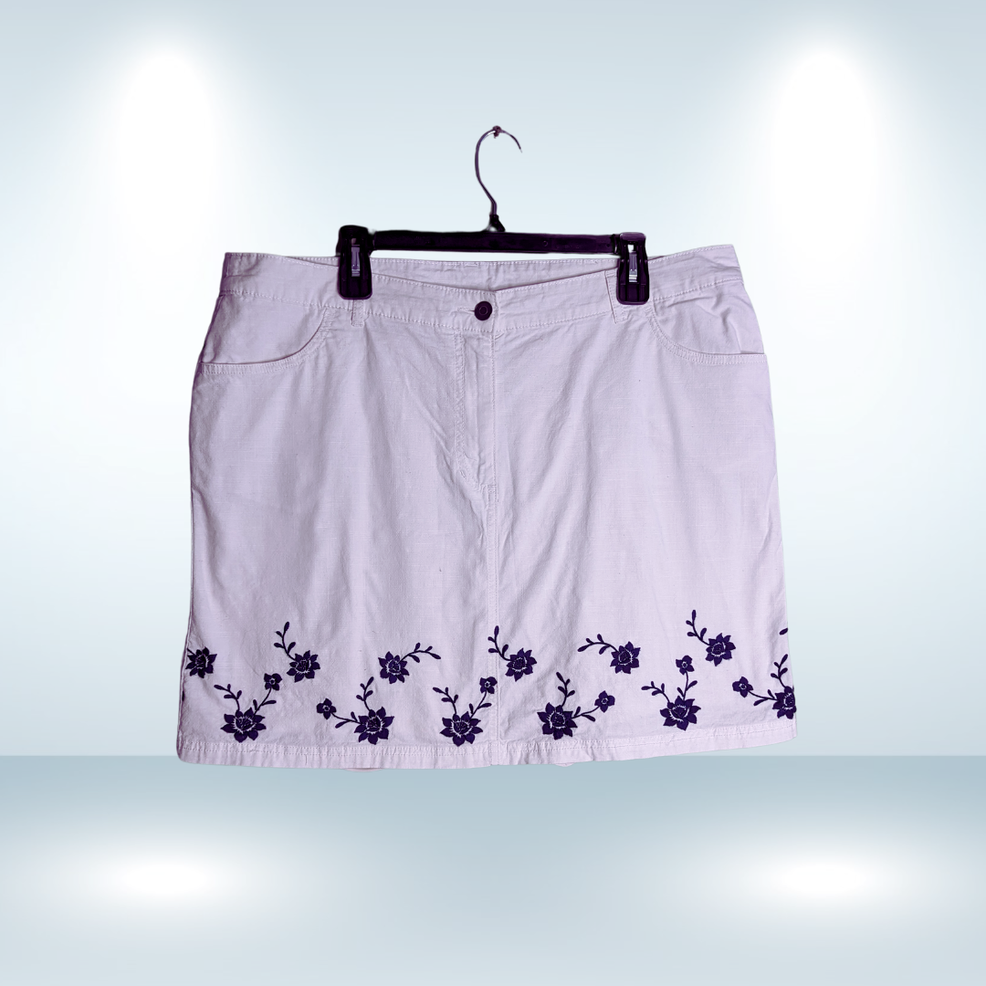 George White Denim Embroidered Skort - Size 16