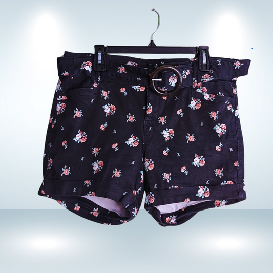 Torrid Stretch Sateen Mid-Rise Floral Belted Short - Size 14