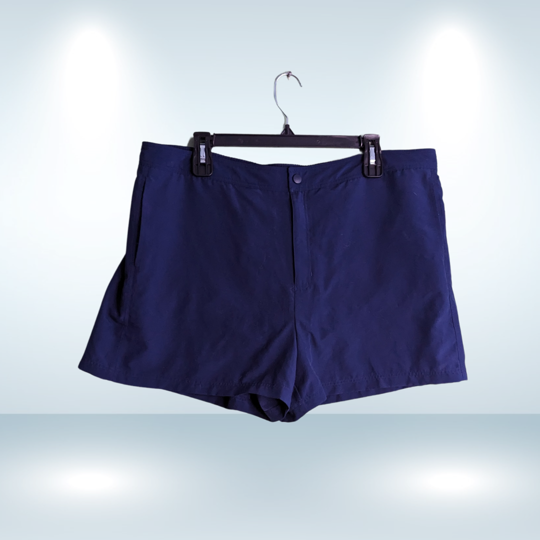 Lands End Navy Button Up Swim Short with Panty - Size 18
