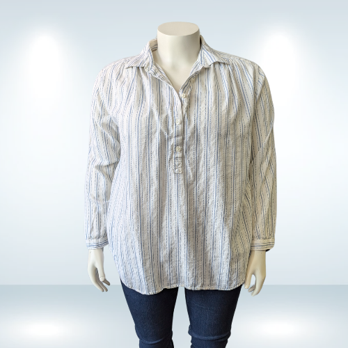 Chaps Striped half button blouse - Size 2X