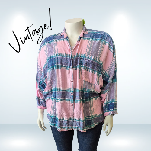 Vintage Pink Button up - Size 4X - 5X