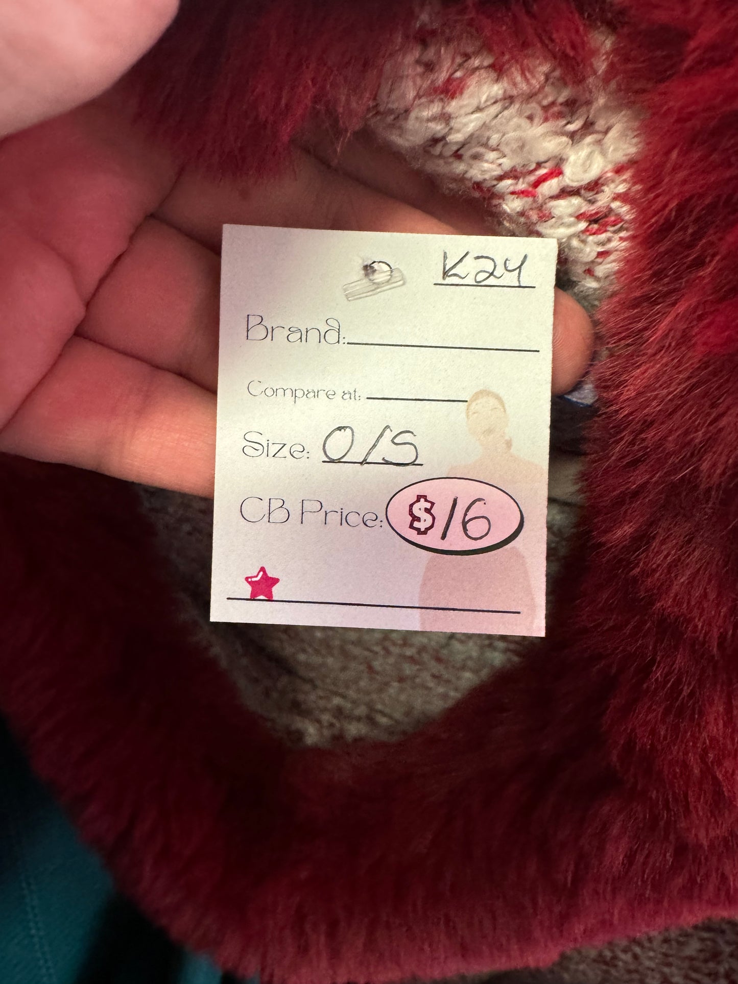 Unknown Brand Red Fuzzy Poncho - O/S