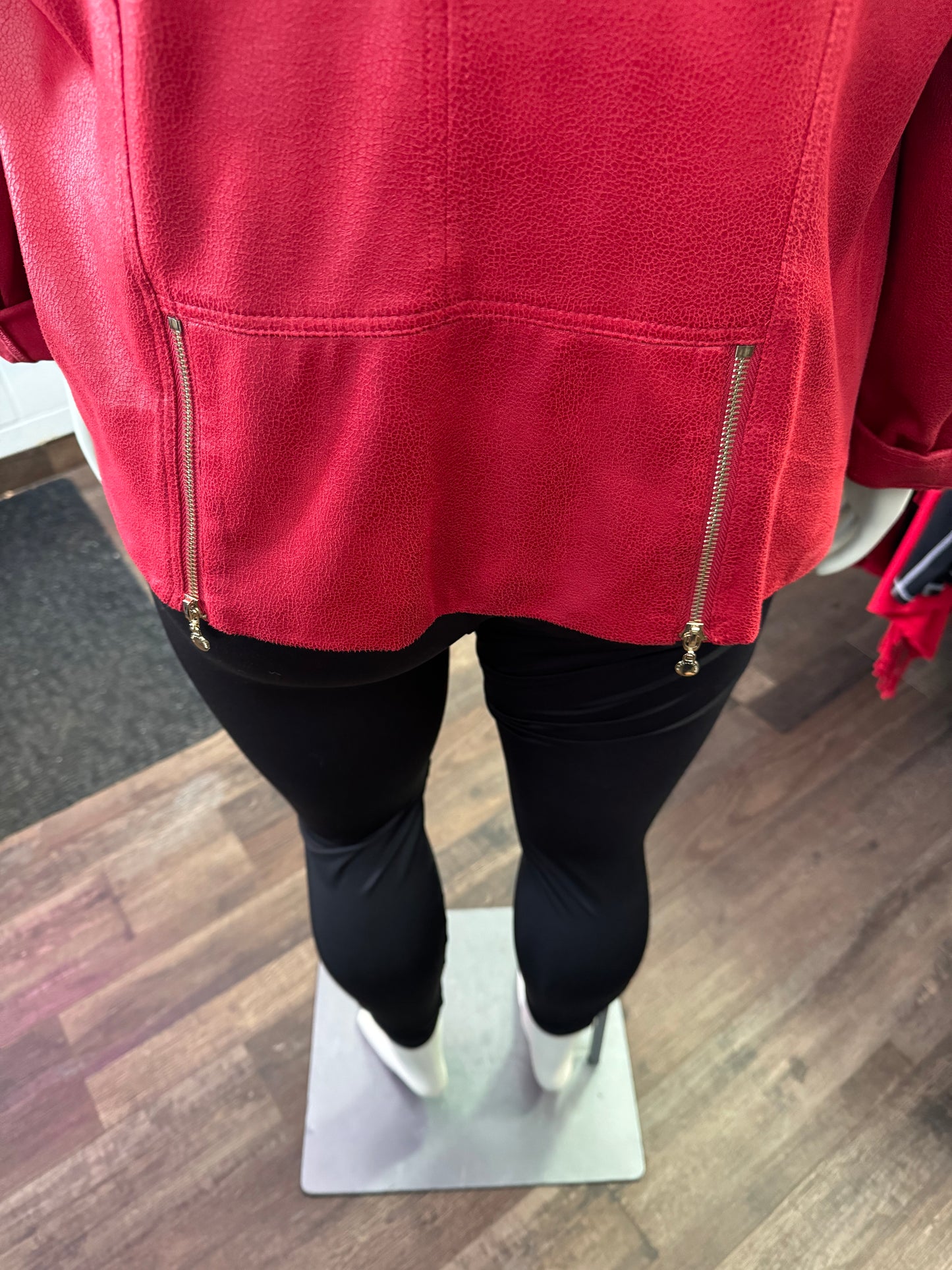 Vex Faux Leather Red Jacket - Size 18