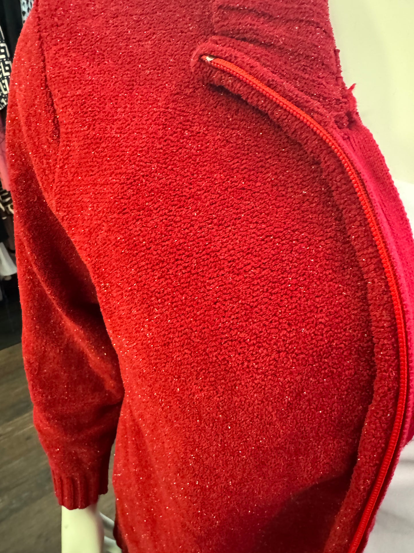 Pennington's Red Sparkle Zip Up Sweater - Size 2X