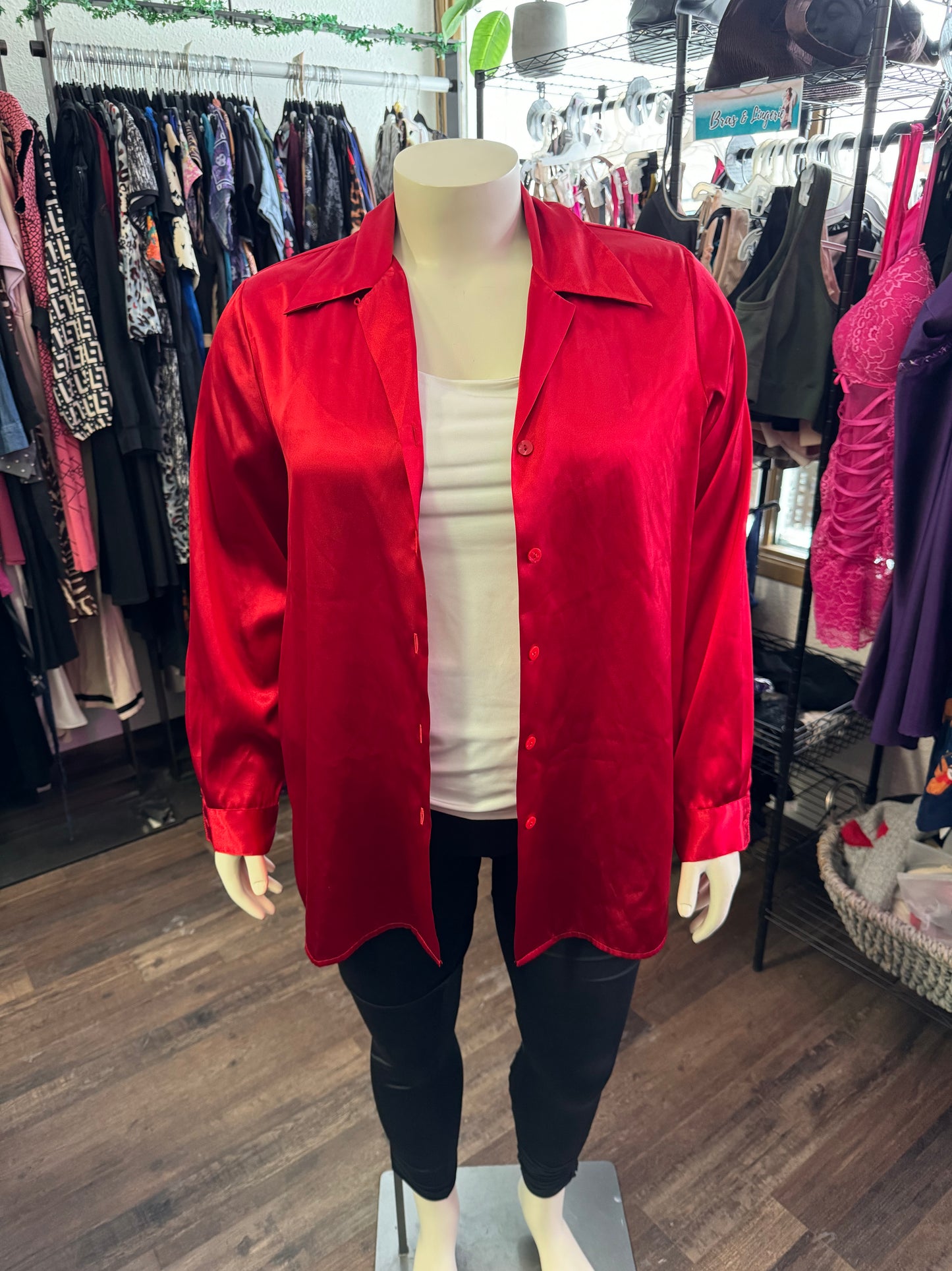 Liz Baker Shiny Red Blouse - Size 1X