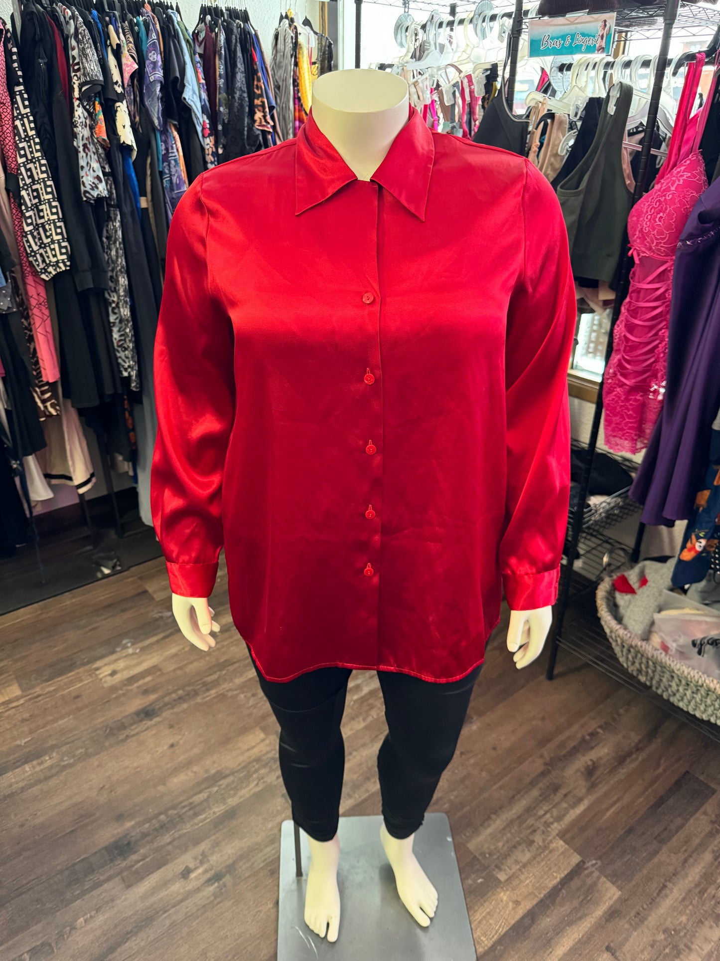 Liz Baker Shiny Red Blouse - Size 1X