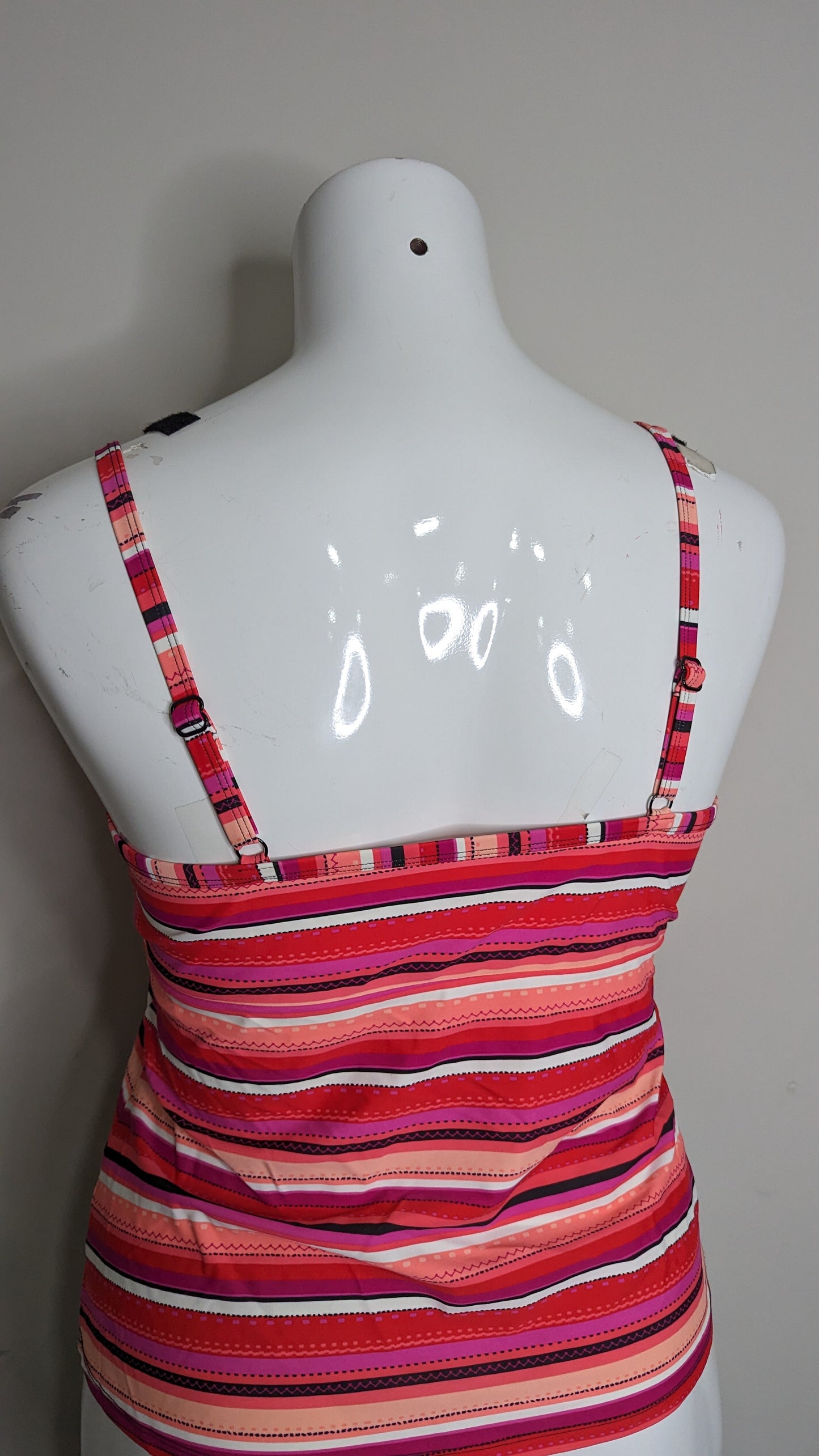 Christina Pink Striped Tankini Top - Size 18