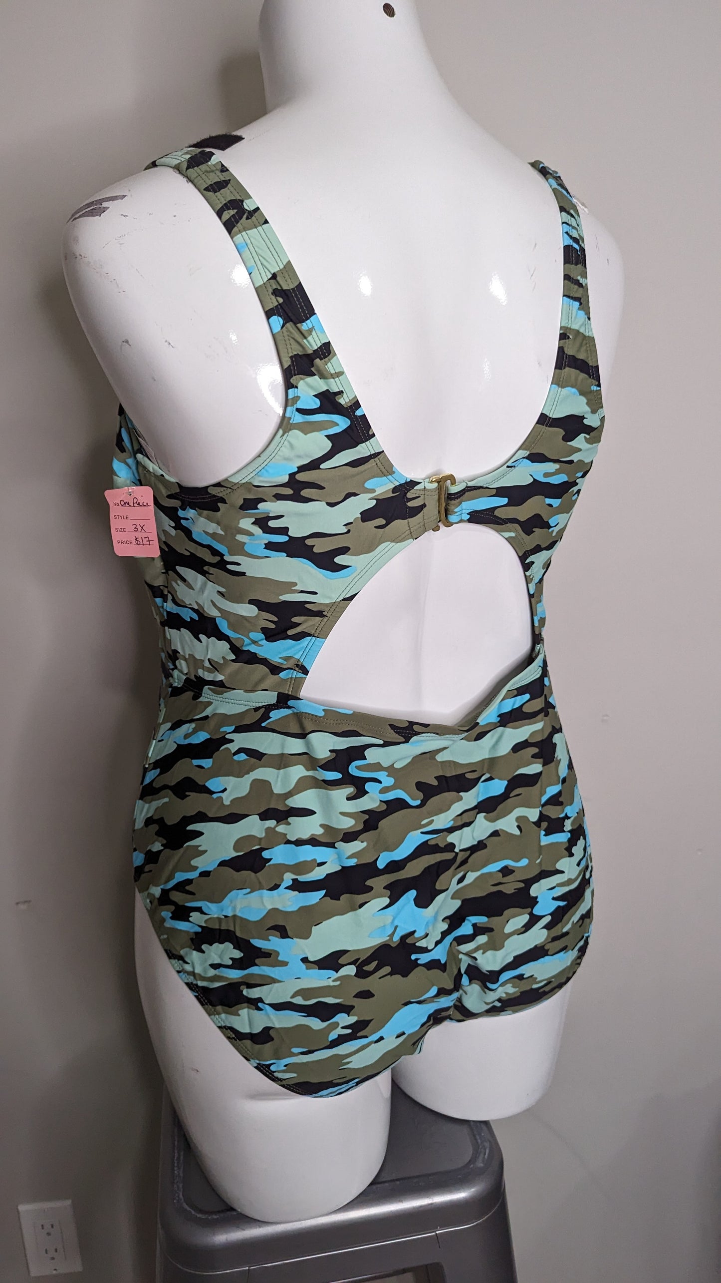 Army Peek-a-boo One Piece - Size 3X