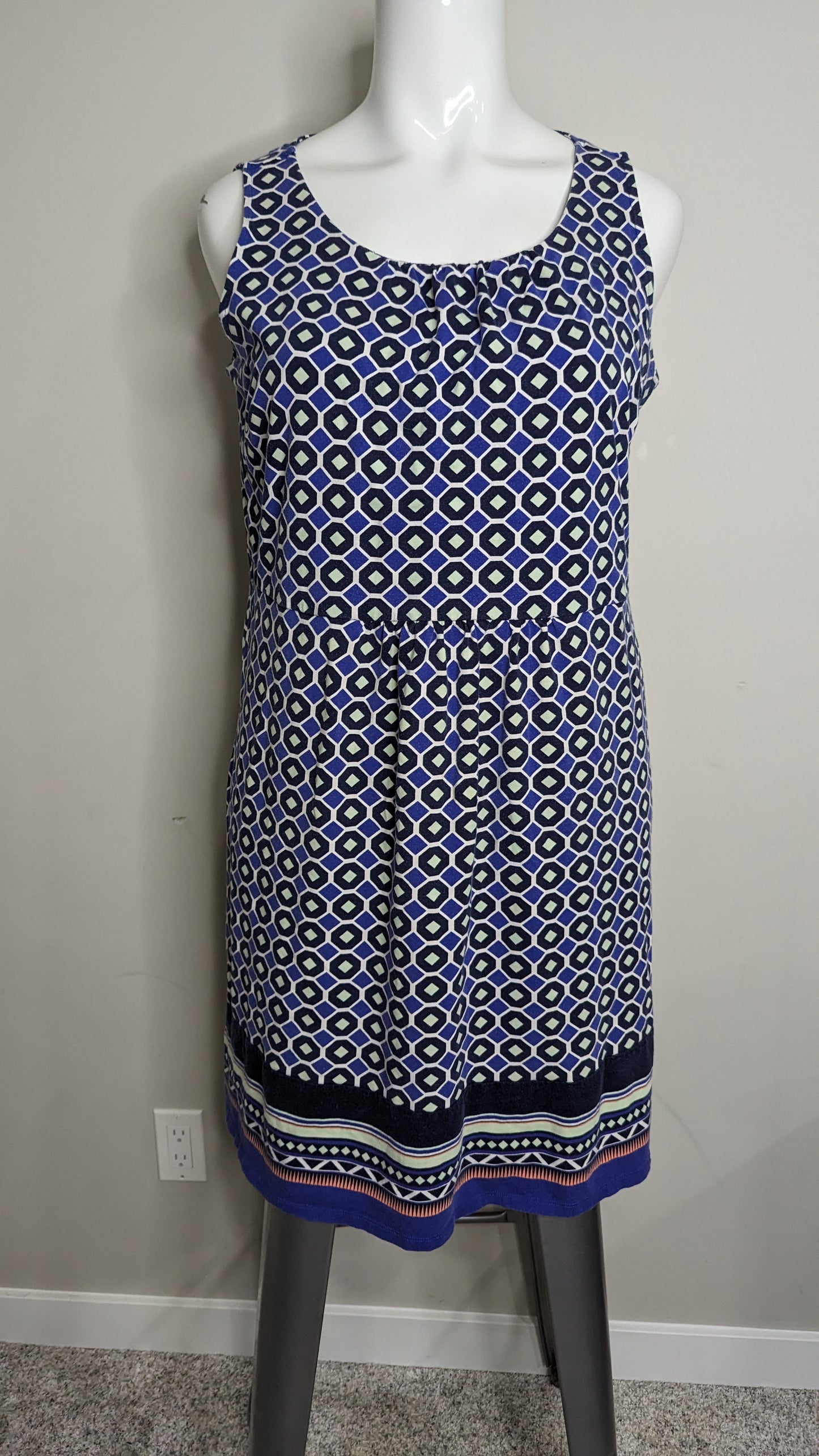 Talbot's A Line Stretch Knit Geometric Print Summer Dress - Size 2X