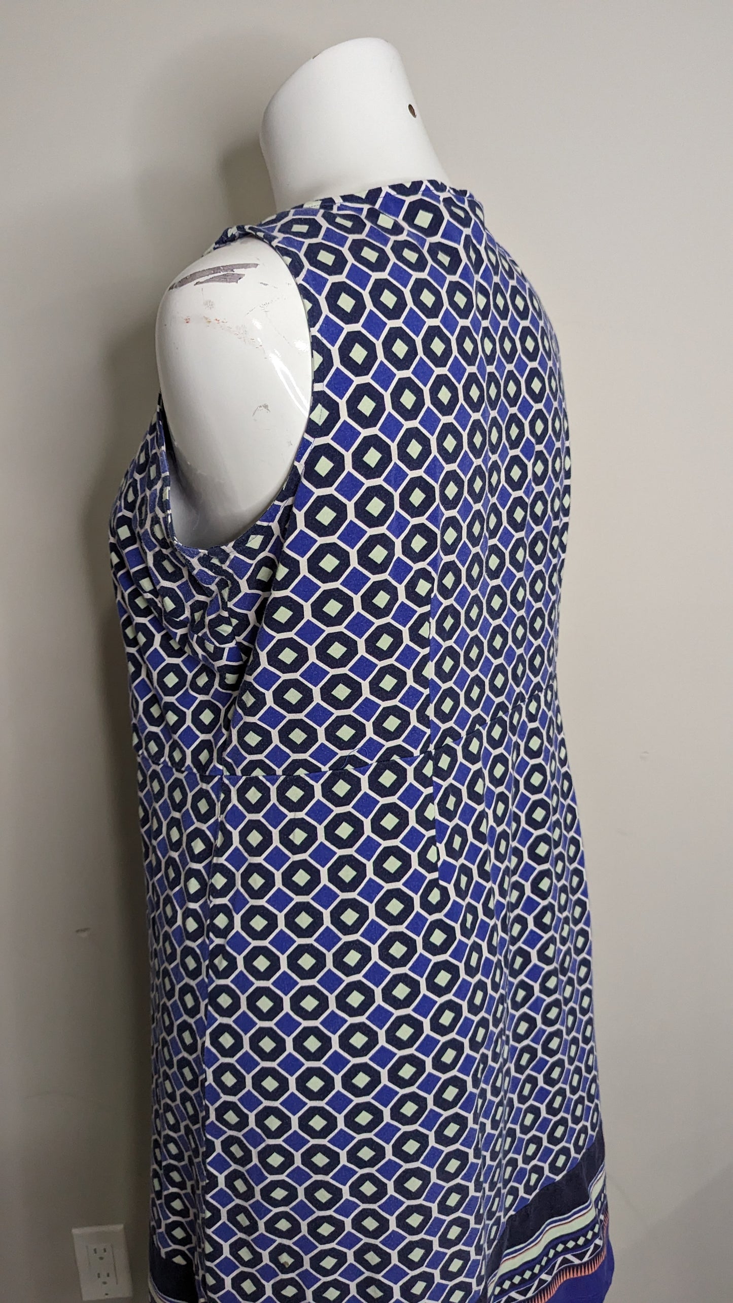 Talbot's A Line Stretch Knit Geometric Print Summer Dress - Size 2X