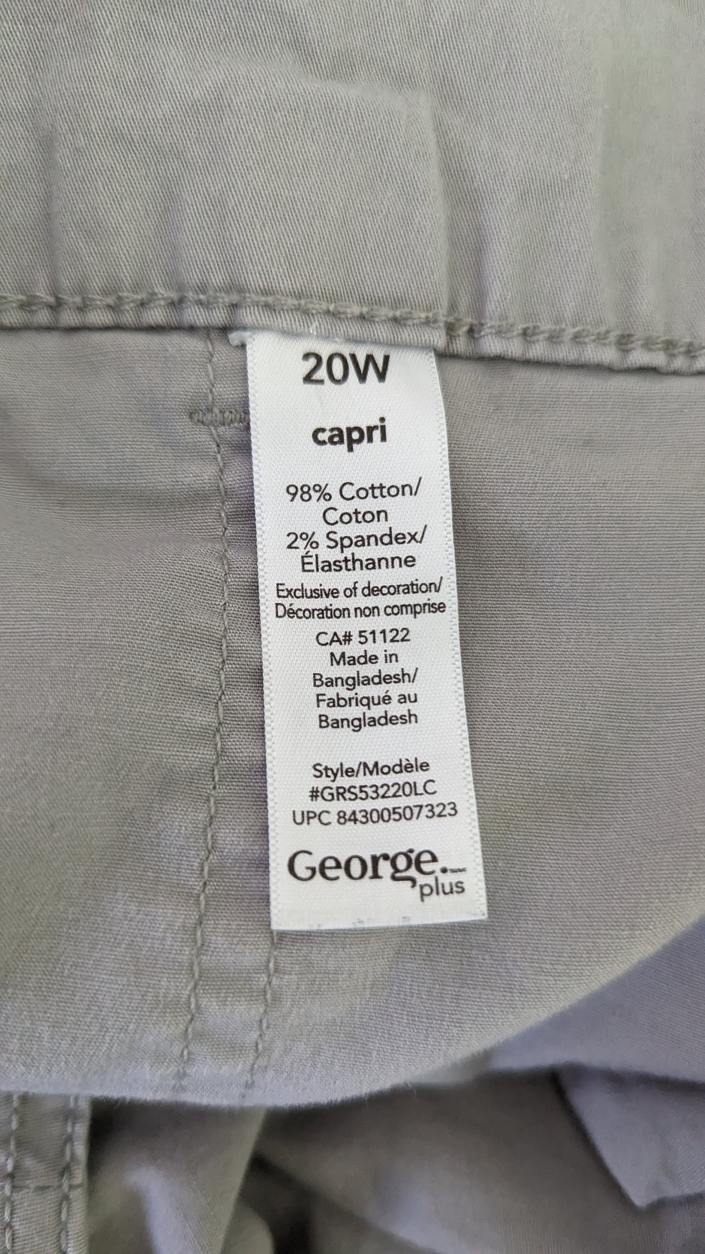 George Cotton Capri in Light Khaki - Size 20