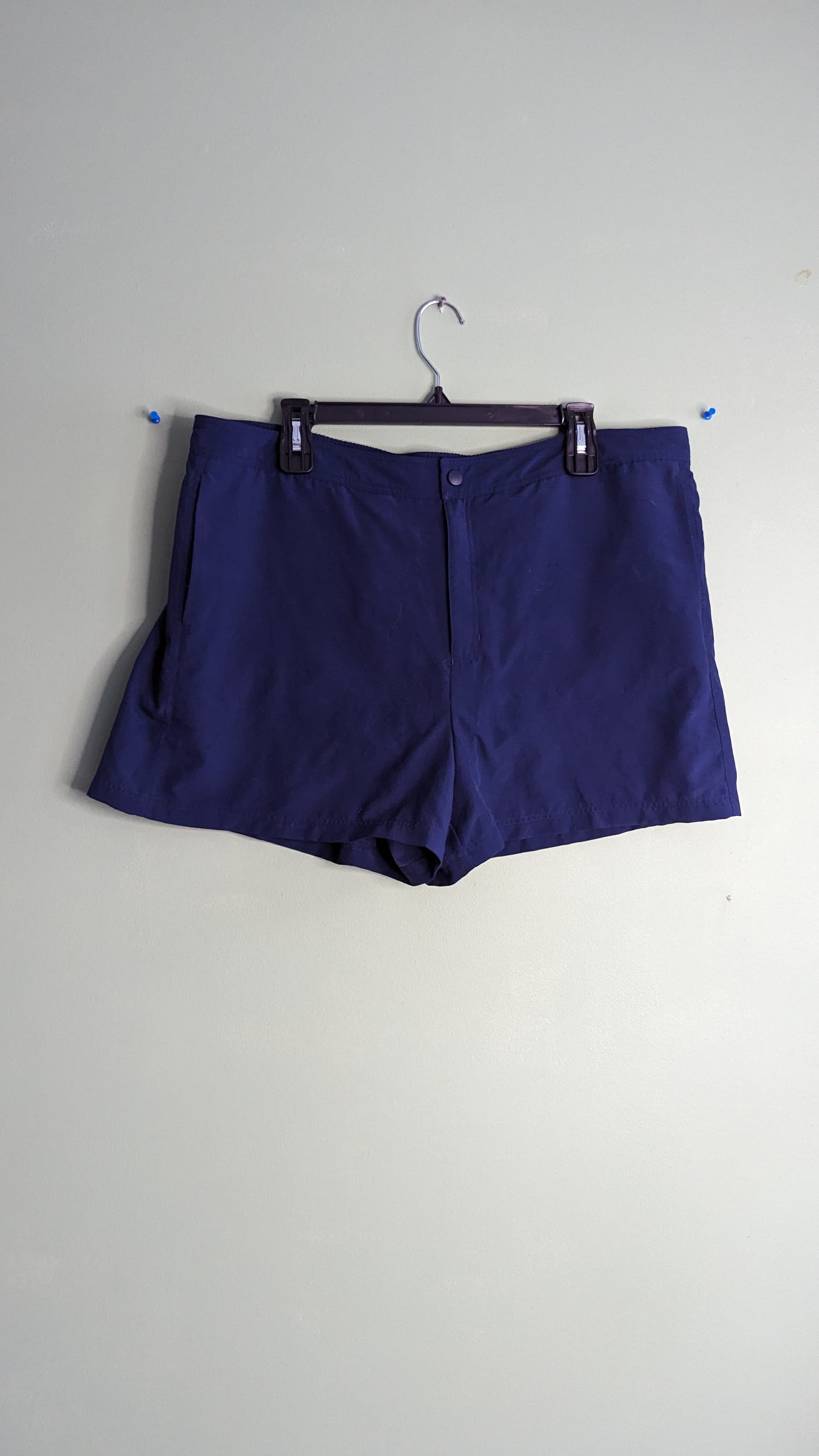 Lands End Navy Button Up Swim Short with Panty - Size 18