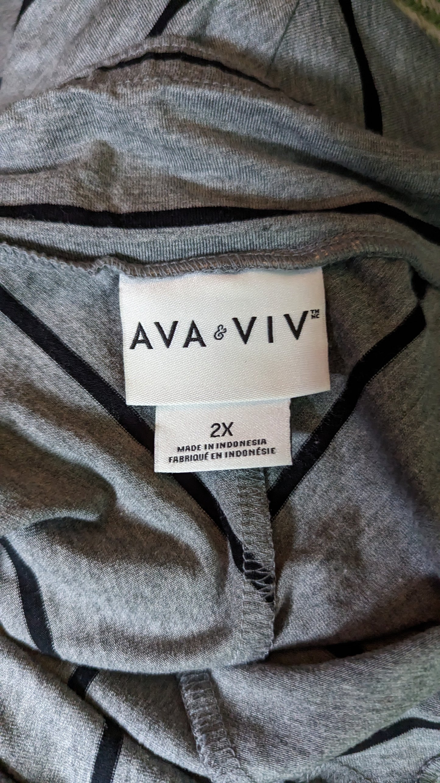 Ava & Viv Maxi Skirt in Gray/Black Stripe - Size 2X