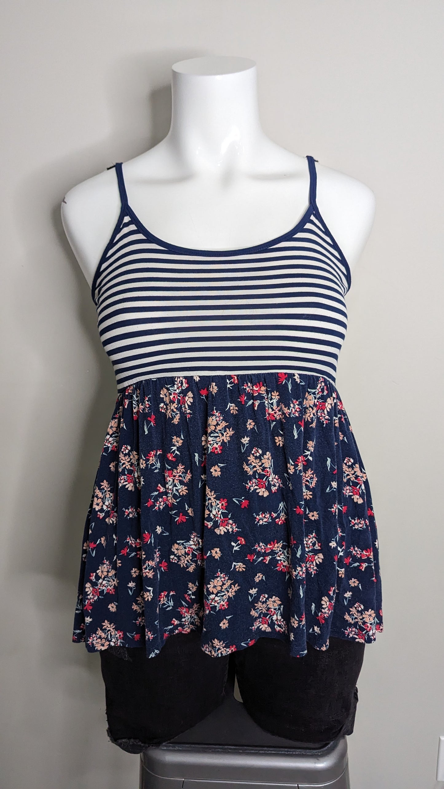 Torrid Super Soft Floral Stripe Baby Doll Tank - Size 0(L)