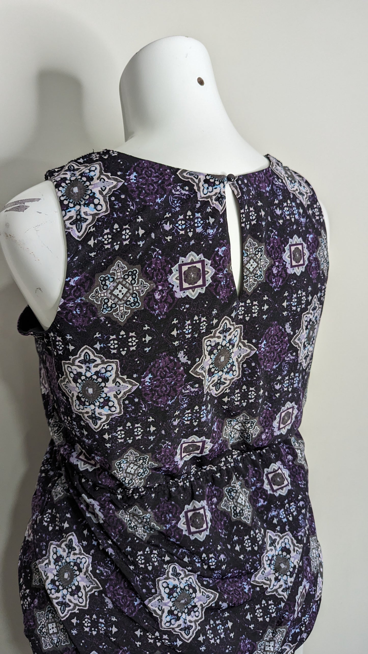 Ricki's Patterned Black and Purple Tank Blouse - Size XL