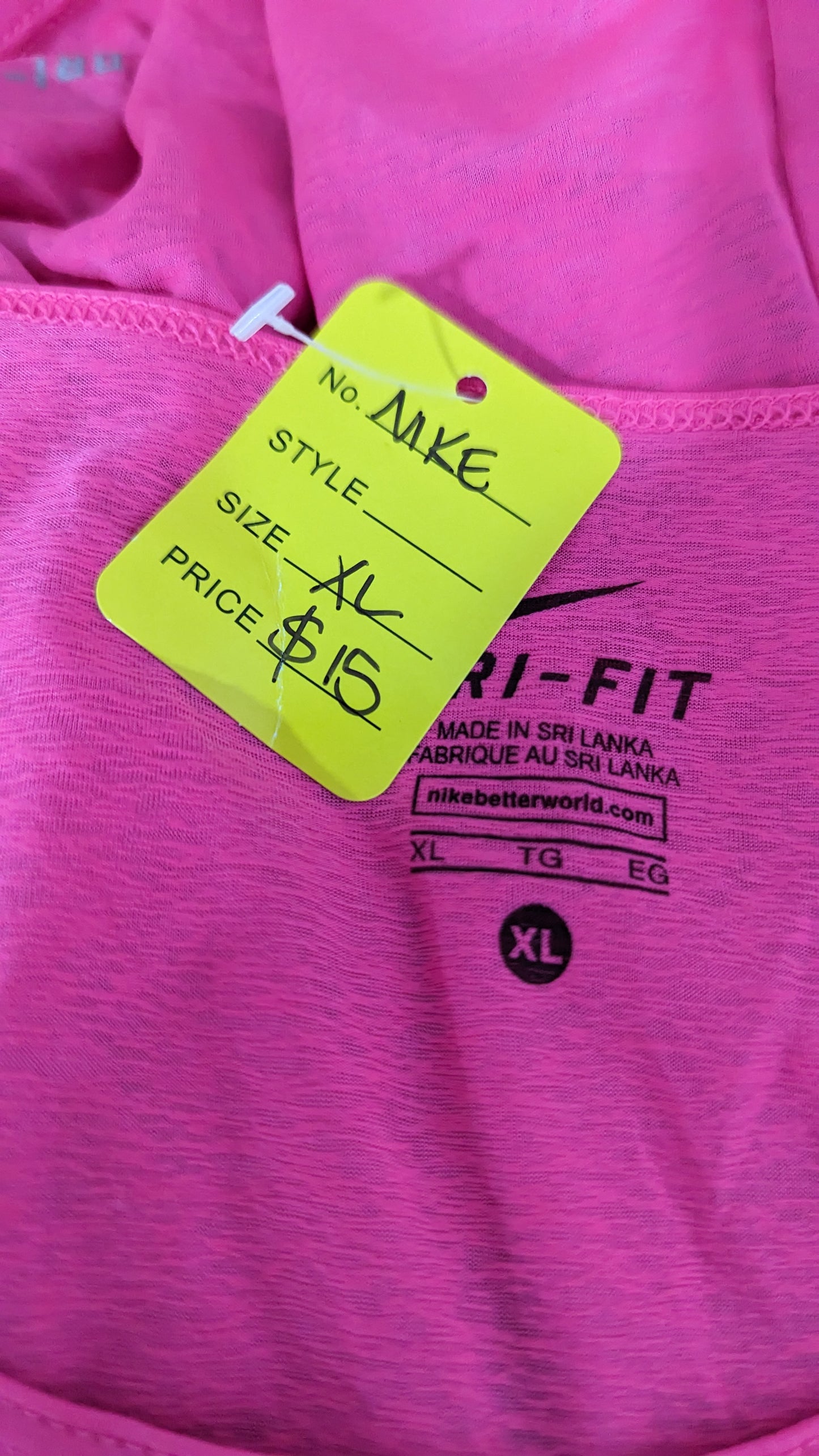 Nike Dri-Fit Cool Breeze Pink Top - Size XL