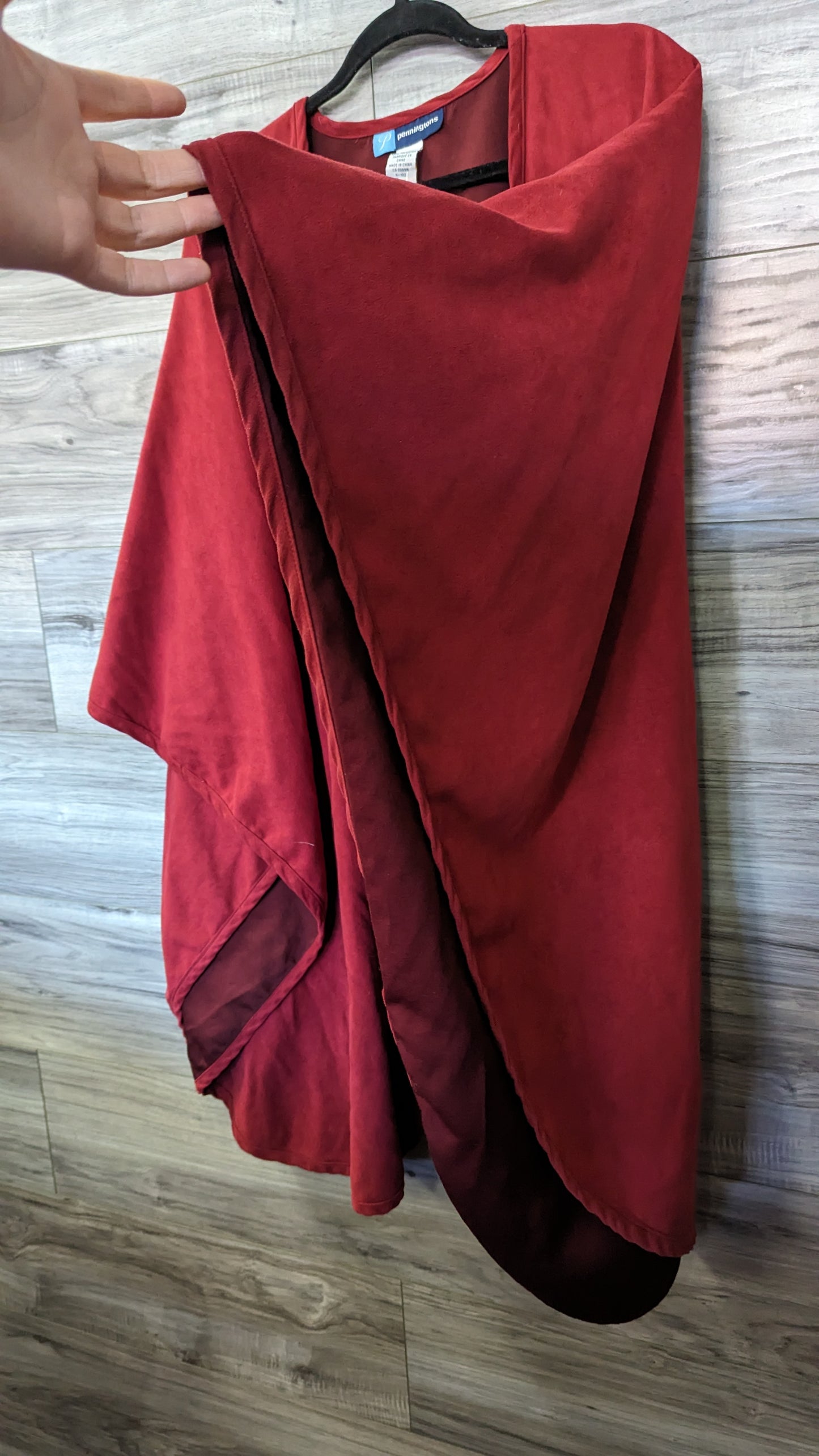 Pennington's Red Suede Style Shawl - One Size