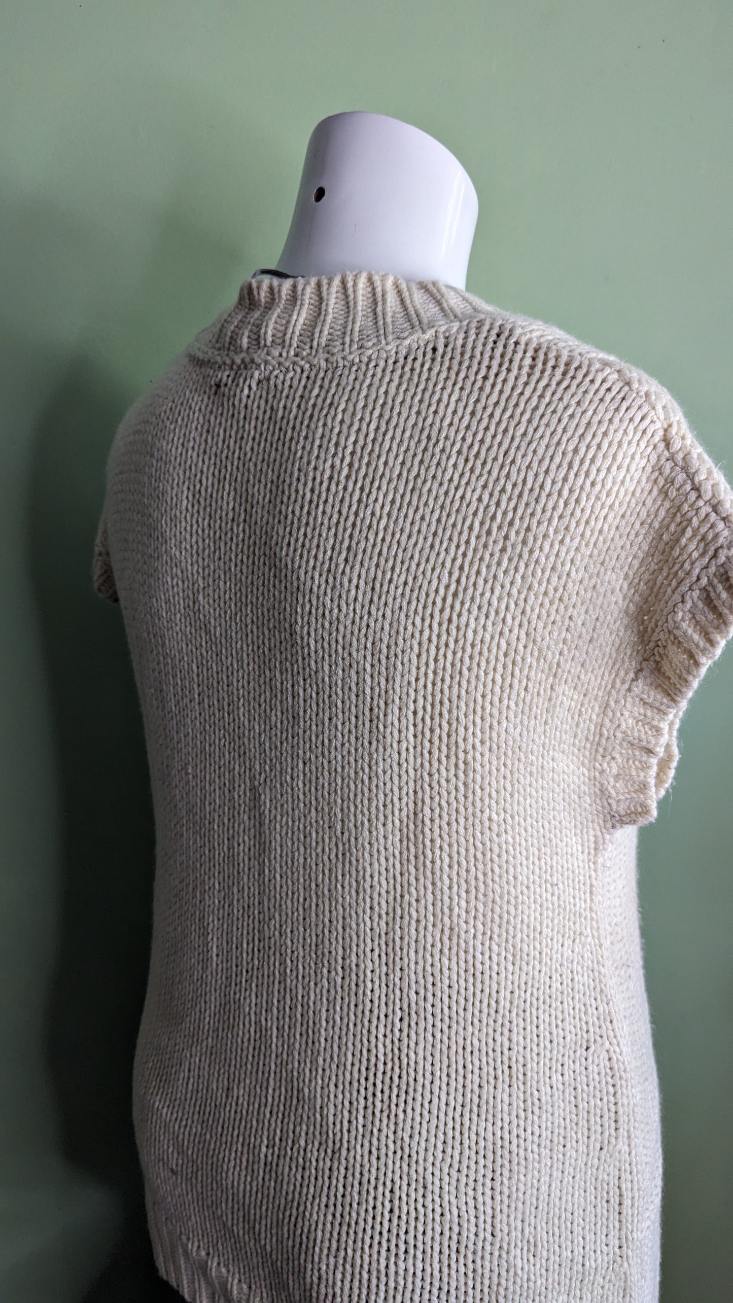 Devoted Cream Thick Short Sleeve Knit Sweater -Size XL