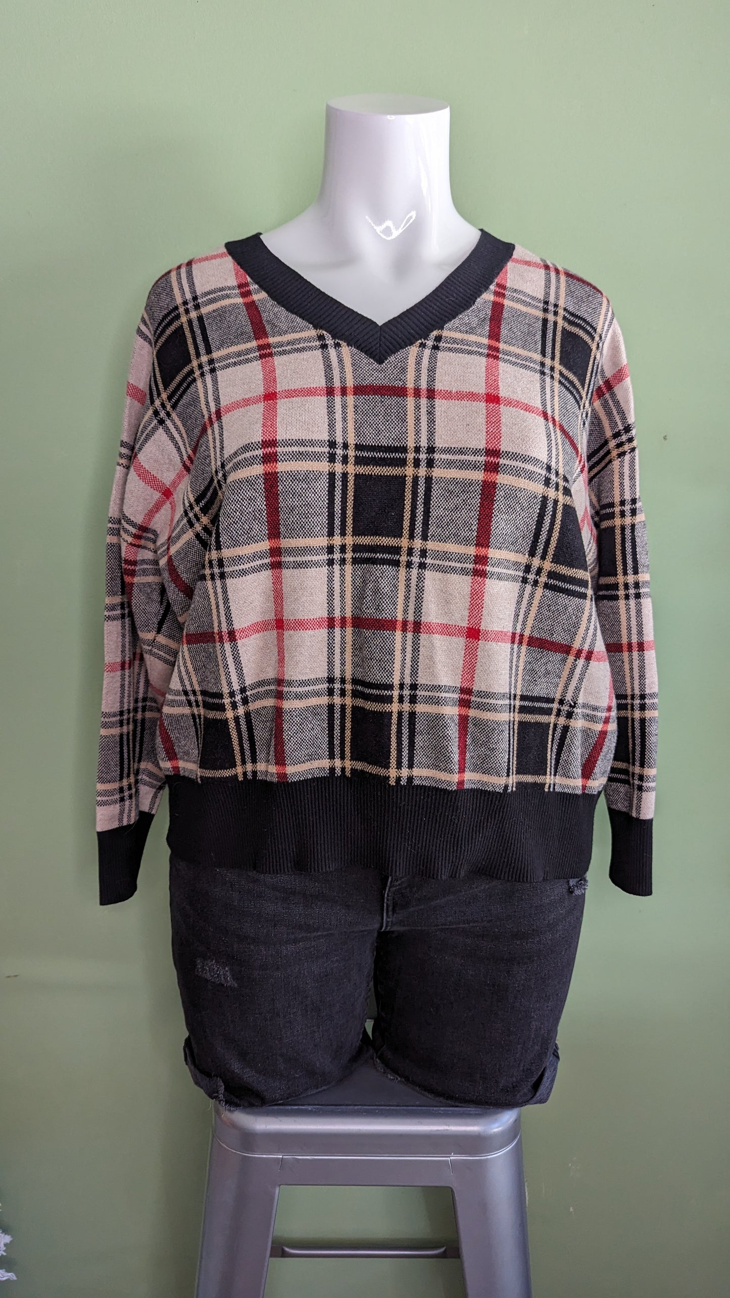 Tahari Thick Burberry Inspired Sweater - Size 3X