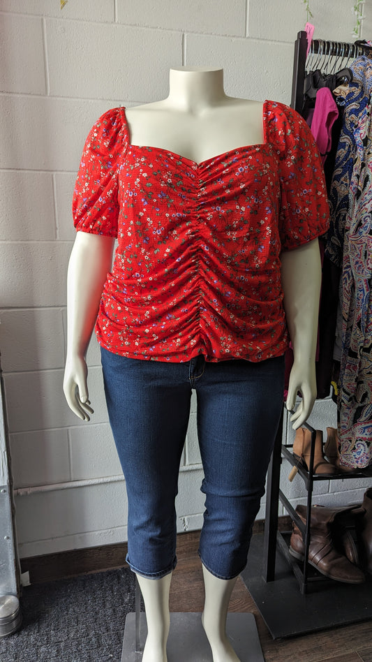 Reitman's Short Balloon Sleeve Shirred Top with Sweetheart Neckline NWT Size 3X- In Store Special