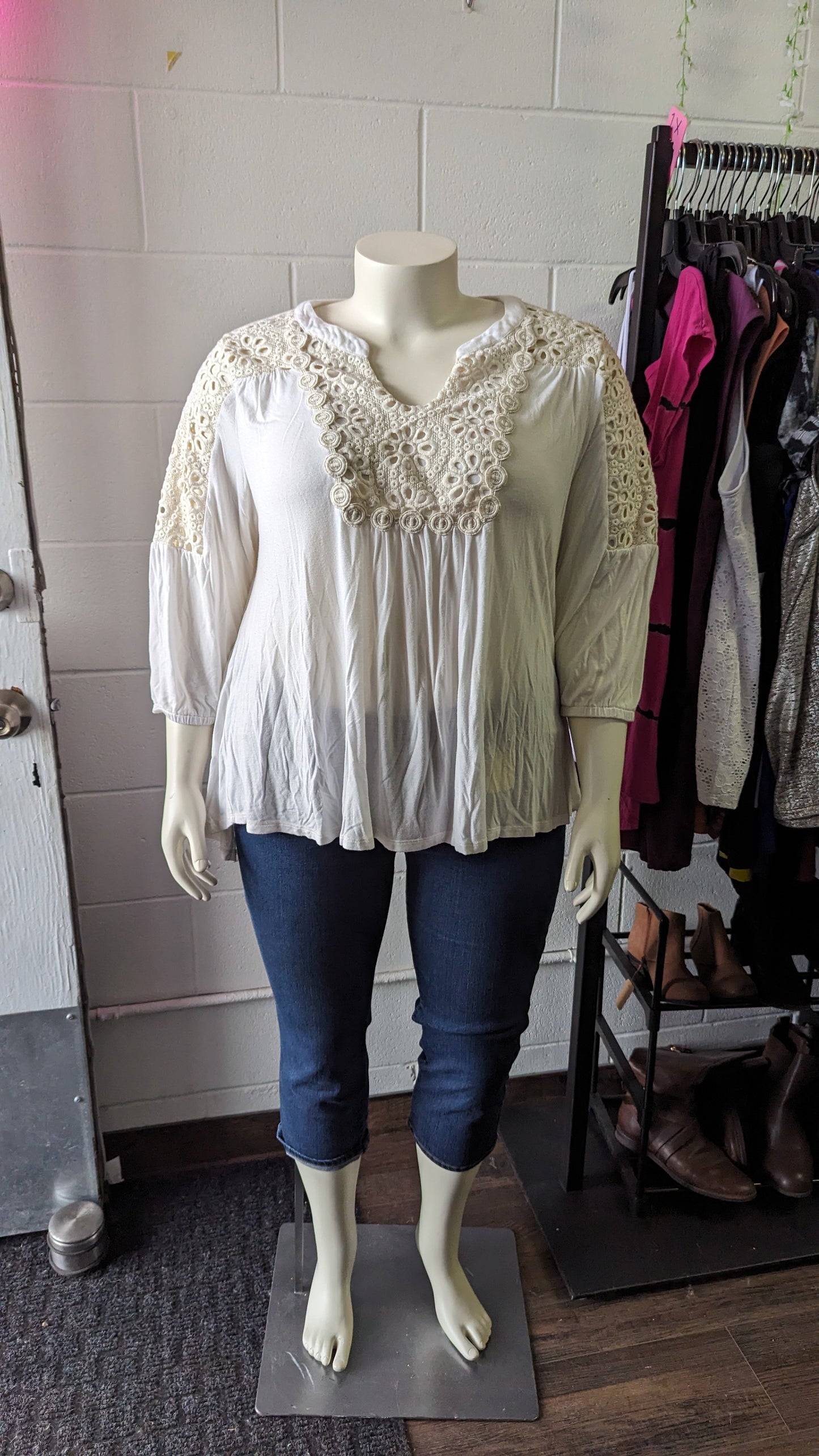 Style & Co Boho White Blouse Size 2X- In Store Special