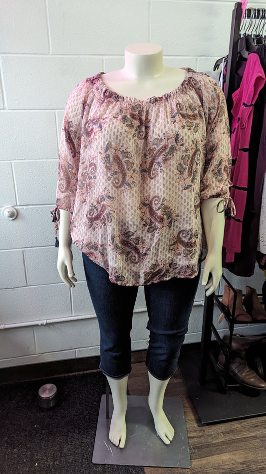 Dex Boho Paisley Sheer Top Size 1X - In Store Special