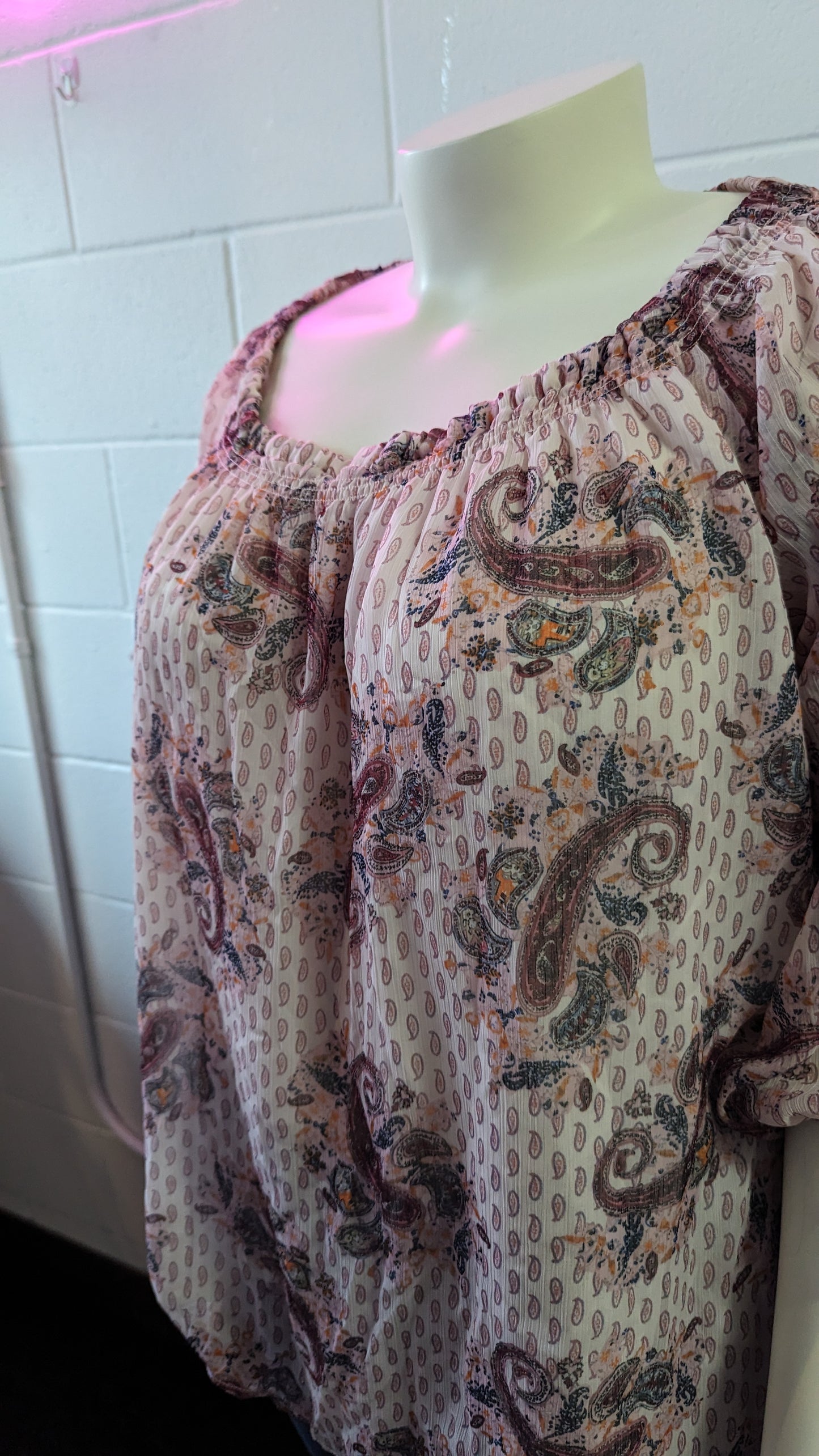 Dex Boho Paisley Sheer Top Size 1X - In Store Special