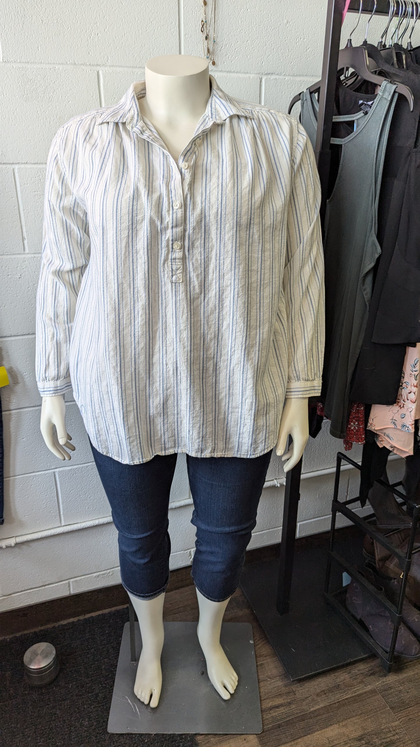 Chaps Striped half button blouse - Size 2X