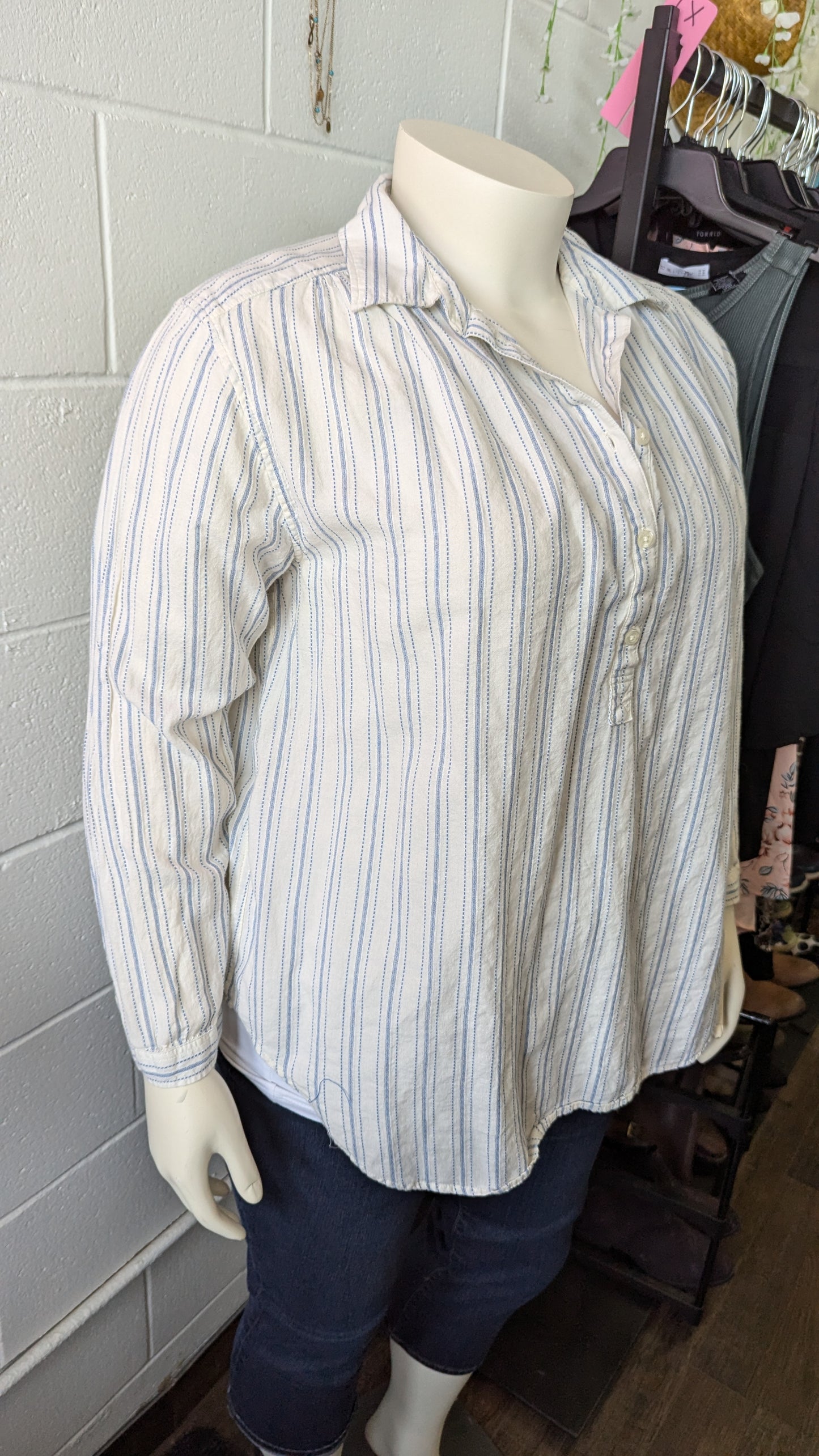 Chaps Striped half button blouse - Size 2X